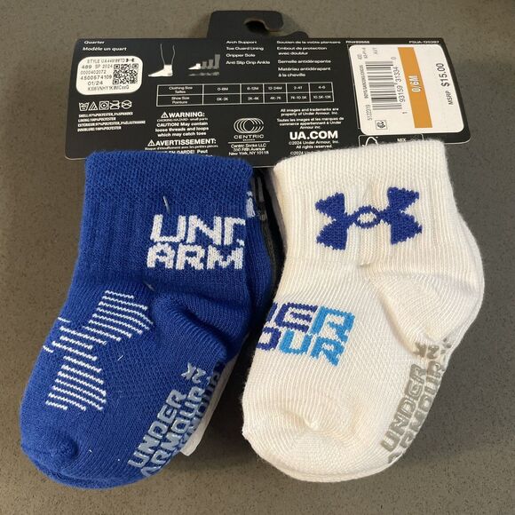 Under Armour kids lightweight quarter Red and Gray Socks 6 pk size 0-6 M New - Picture 3 of 6